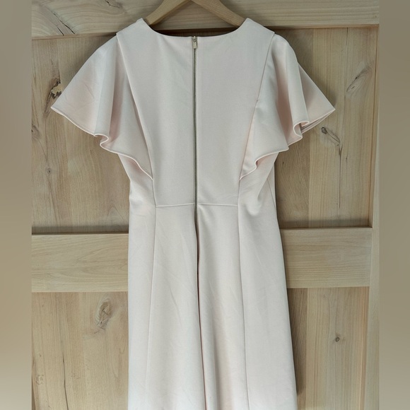 Calvin Klein Petal Pink Wedding Guest Easter Cap Flutter Sleeve Dress, 10P - Picture 4 of 5